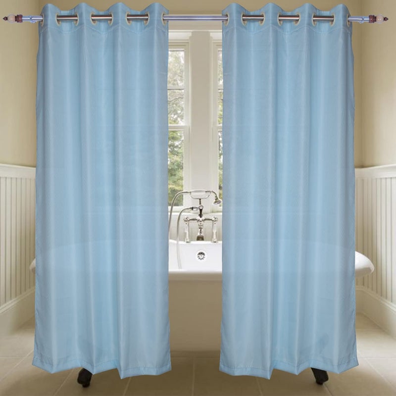 Parda Online 243 cm (8 ft) Waterproof Shower Curtain with Eyelets - Sky Blue (Pack of 2) - Image 1