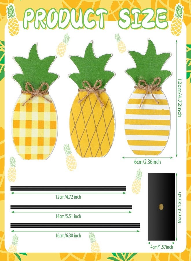 Yuntau 3 Pieces Summer Theme Wood Tabletop Decor Pineapple Tall Standing Wood Block Sign Set Pineapple Table Centerpiece Farmhouse Ornaments for Wedding Table Photo Props Home - Image 3