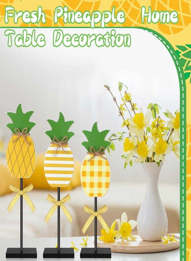 Yuntau 3 Pieces Summer Theme Wood Tabletop Decor Pineapple Tall Standing Wood Block Sign Set Pineapple Table Centerpiece Farmhouse Ornaments for Wedding Table Photo Props Home - Image 2