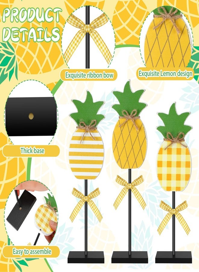 Yuntau 3 Pieces Summer Theme Wood Tabletop Decor Pineapple Tall Standing Wood Block Sign Set Pineapple Table Centerpiece Farmhouse Ornaments for Wedding Table Photo Props Home - Image 5