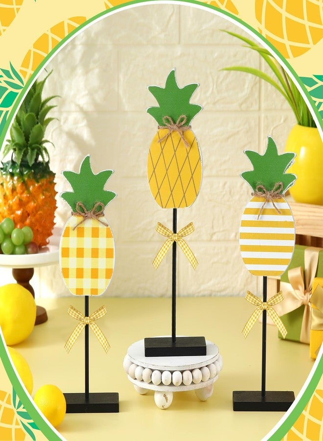 Yuntau 3 Pieces Summer Theme Wood Tabletop Decor Pineapple Tall Standing Wood Block Sign Set Pineapple Table Centerpiece Farmhouse Ornaments for Wedding Table Photo Props Home - Image 4