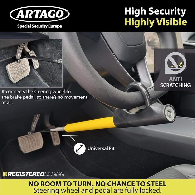 ARTAGO 871 High-End Steering Wheel Brake Pedal Lock - Universal Anti-Theft Device - Image 2