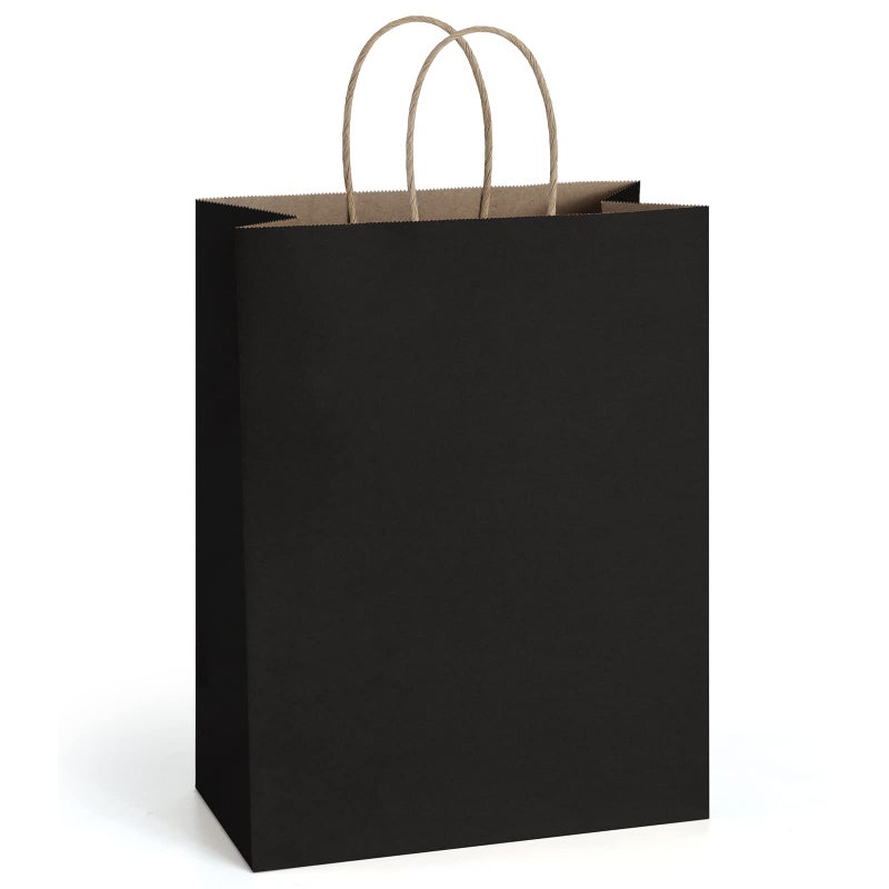 BagDream Gift Bags 10x5x13 25Pcs Kraft Paper Shopping Bags with Handles for Gifts Business Merchandise Retail Party Favor Black Recycled Paper Sacks