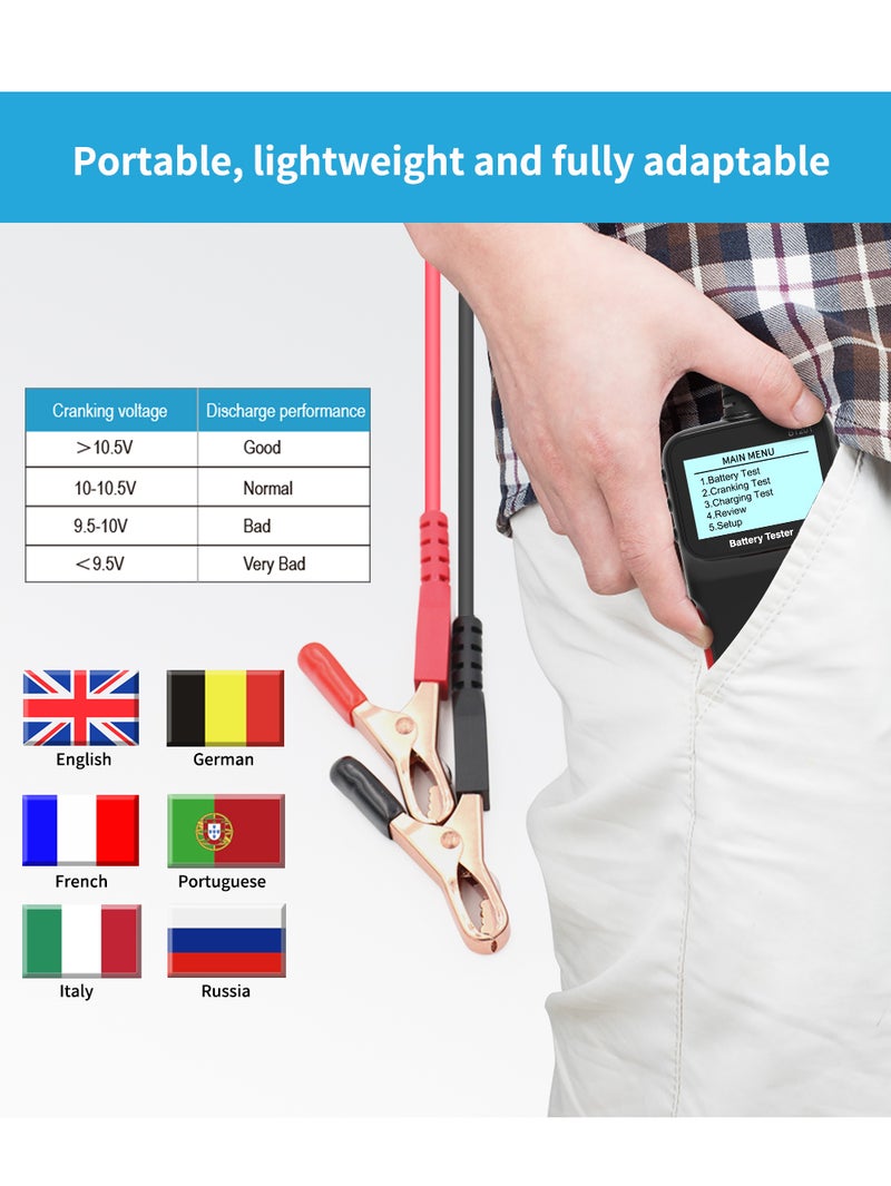 12V Car Battery Tester: Black, Plug And Play, Multi-Battery Compatibility - Comprehensive Data Display Automotive Battery Load Tester for Vehicle Maintenance Professionals And DIY Enthusiasts - Image 2