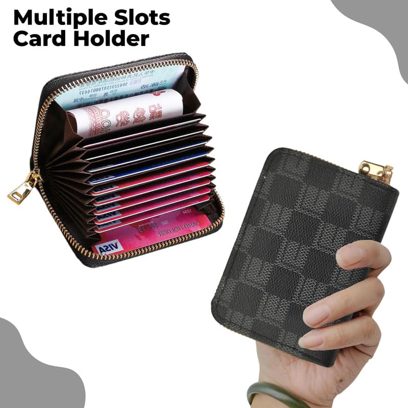 Kraptick Card Holder Wallet for Unisex - The Ultimate Stylish and Compact Credit Card Holder, Debit Card Holder, ATM Card Holder Organizer for Your Cards (Grid Blue Gray) (DMFP553) - Image 2