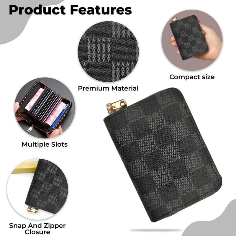 Kraptick Card Holder Wallet for Unisex - The Ultimate Stylish and Compact Credit Card Holder, Debit Card Holder, ATM Card Holder Organizer for Your Cards (Grid Blue Gray) (DMFP553) - Image 4