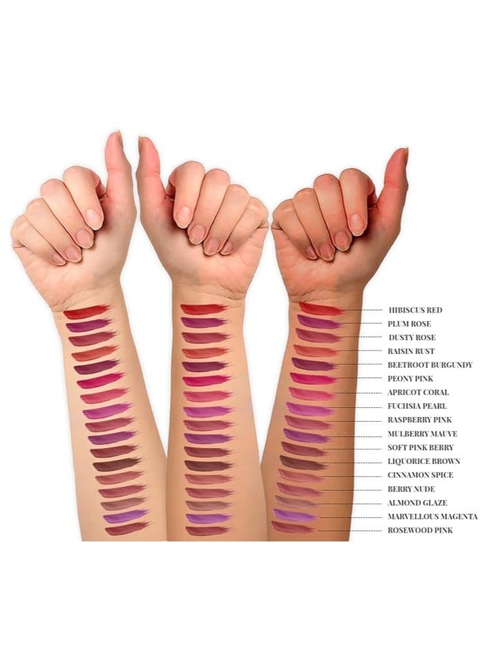 جاست هيربز أحمر شفاه سائل أيورفيدي كريمي مطفي يدوم طويلاً من جاست هيربز، لون شفاه خفيف الوزن ومرطب مع عرق السوس وزيت اللوز الحلو - روز داستي - Image 2