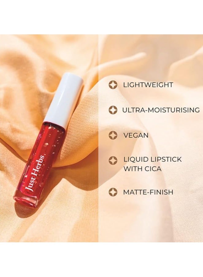 جاست هيربز أحمر شفاه سائل أيورفيدي كريمي مطفي يدوم طويلاً من جاست هيربز، لون شفاه خفيف الوزن ومرطب مع عرق السوس وزيت اللوز الحلو - روز داستي - Image 5