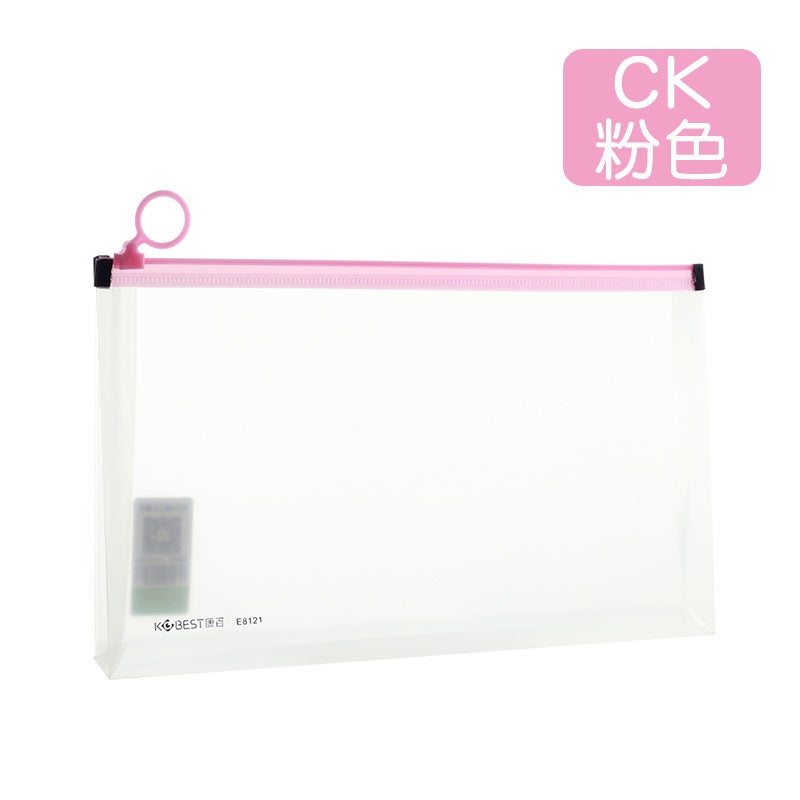Generic KOBEST A4 Clear Document Bag A5 Zippered Office File Pouch CK-Pink-E8121(12 Pack) 