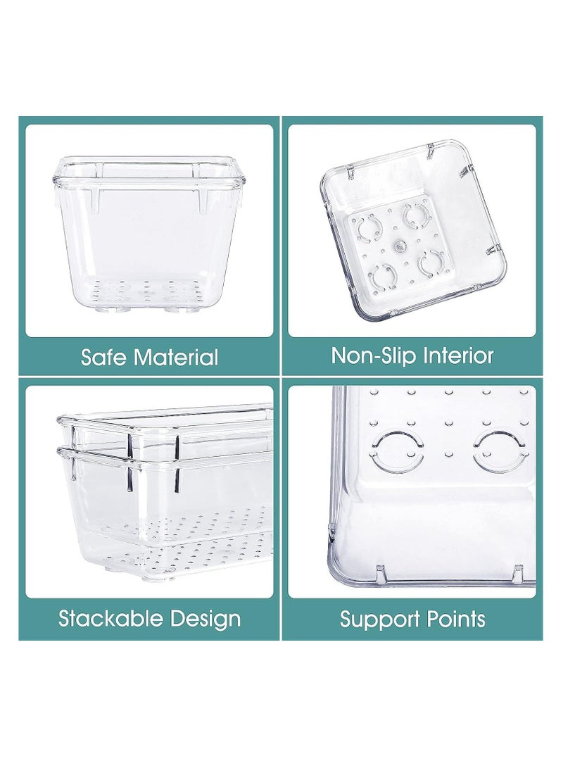 ليدين مجموعة منظم أدراج بلاستيكية شفافة 25 قطعة، 4 أحجام لمنظمات مقسم أدراج المكتب وصناديق تخزين للمكياج والمجوهرات والأدوات للمطبخ وغرفة النوم والحمام والمكتب (شفاف) - Image 2