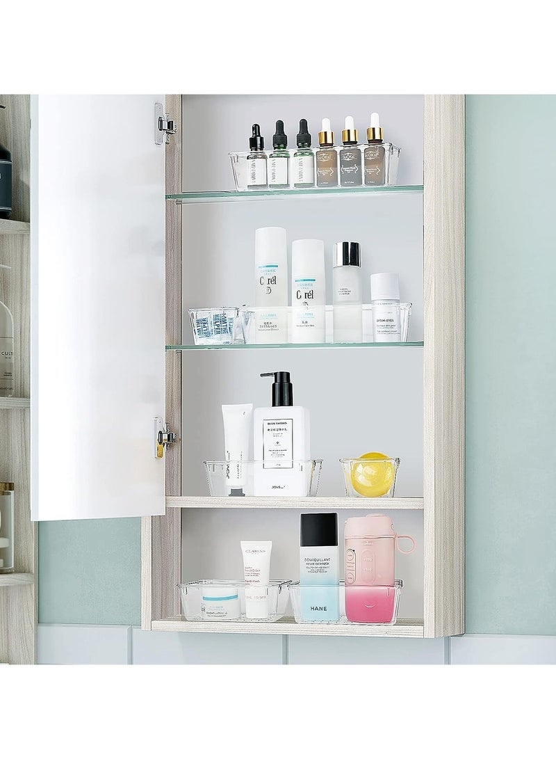 ليدين مجموعة منظم أدراج بلاستيكية شفافة 25 قطعة، 4 أحجام لمنظمات مقسم أدراج المكتب وصناديق تخزين للمكياج والمجوهرات والأدوات للمطبخ وغرفة النوم والحمام والمكتب (شفاف) - Image 4