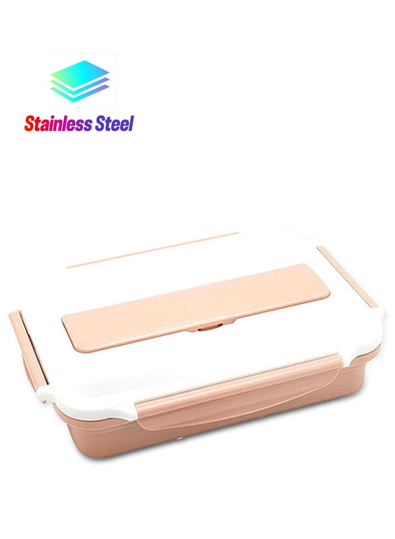 NIBEMINENT 4-Grid Microwave Leakproof Lunch Box Pink/White 26 x 6 20centimeter - Image 1