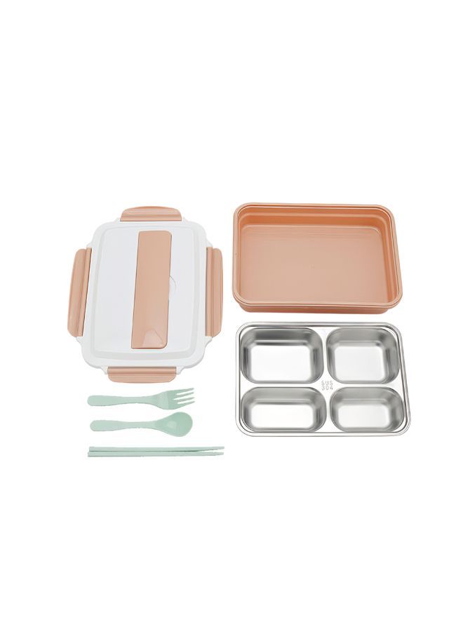 NIBEMINENT 4-Grid Microwave Leakproof Lunch Box Pink/White 26 x 6 20centimeter - Image 3