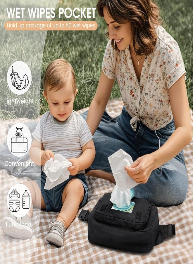 G4Free Small Diaper Bag for Baby Girl and Boy, Mini Sling Diaper Bag Fanny Pack with Portable Changing Pad (black) - Image 4