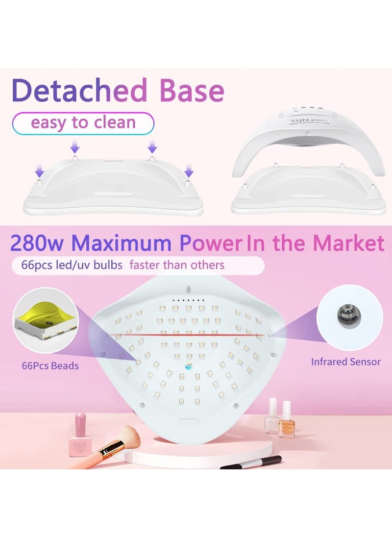 Generic UV Gel Nail Lamp with 66 Lamp Beads, UV Nail Dryer 280W LED Light for Gel Nail Polish Fast Curing UV LED Nail Lamp Professional Gel Nail Light Toe Nails Art Accessories Kit for Salon Home  - Image 3