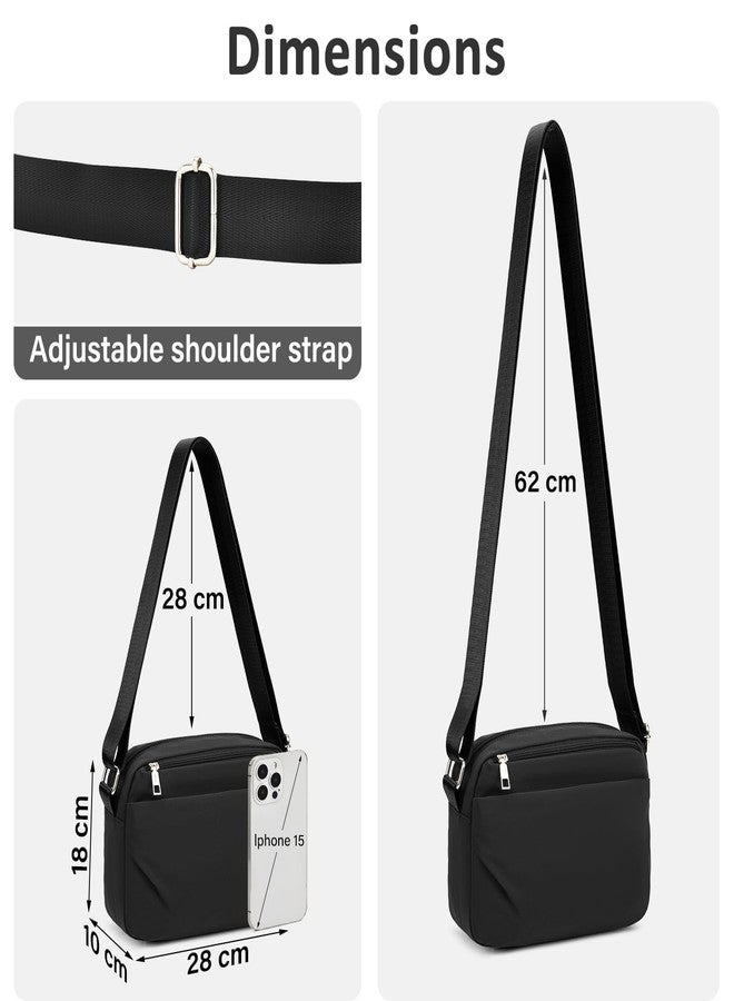 oscaurt Small Crossbody Bags for Women Travel Quadruple Zip Crossbody Purse Trendy Shoulder Handbags Cell Phone Purses, Black, Small, Trendy - Image 3