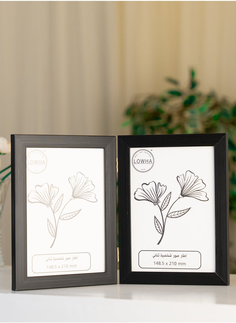 LOWHA - Tabletop Double Picture Photo Frame Folding Hinged with MDF Back and Acrylic Front Protection - Image 1