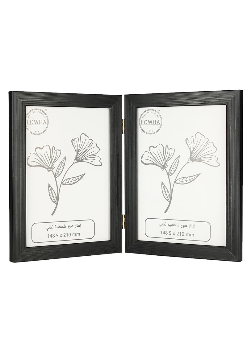 LOWHA - Tabletop Double Picture Photo Frame Folding Hinged with MDF Back and Acrylic Front Protection - Image 1