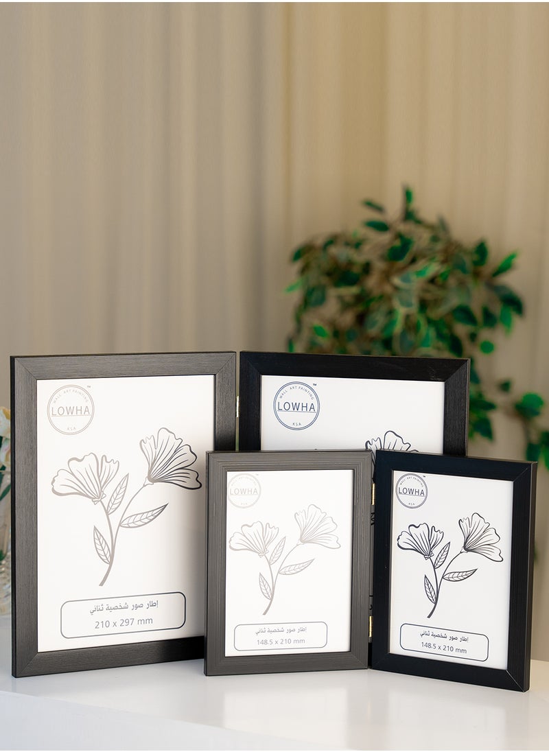 LOWHA - Tabletop Double Picture Photo Frame Folding Hinged with MDF Back and Acrylic Front Protection - Image 1