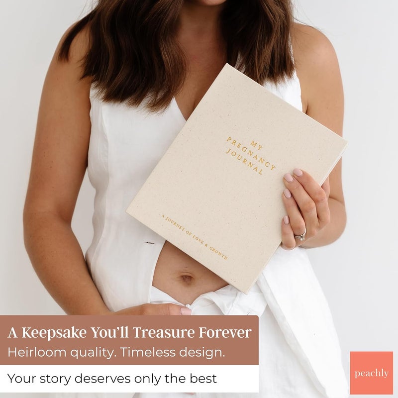 Peachly دفتر حمل بيشلي القطني لتوثيق كل لحظة في الحمل - كتاب حمل ضروري - دفتر تذكاري للحوامل لأول مرة والأمهات ذوات الخبرة - Image 2