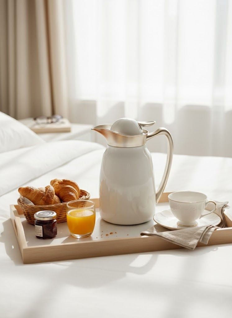 Trust Stainless Steel Tea/Coffee Flask 1.0 Liter White/Gold - Image 2