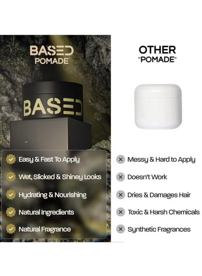 Based Pomade for Men, Quality Hair Care with Medium Hold, Natural Shine & Fragrance, Easy to Apply & Great for All Hair Types, Hydrating and Nourishing Pomade - Image 2