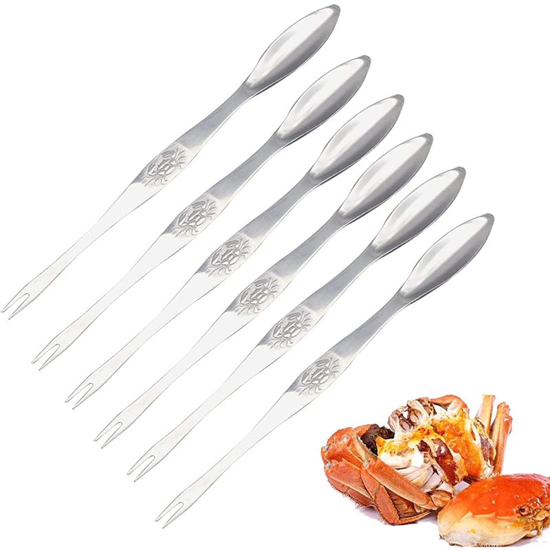 EQLEF Seafood Forks Picks Crab and Lobster Picking Tools Stainless Steel Seafood Tool for Home Restaurant Pack of 6