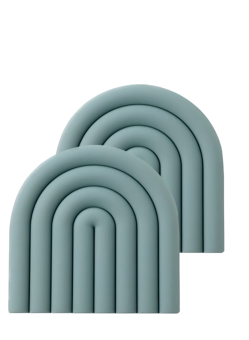 NIBEMINENT 2 Silicone Trivets for Hot Dishes - Durable and Colorful Pot Holders, Heat Resistant Mats Countertop, Pads, Modern Multi-Purpose Trivet Mats, Spoon Rest (Muted Light Blue, Set of 2)  - Image 1