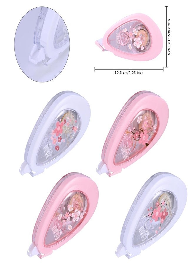 Temiary 4 Pcs White Smooth Pull Out Correction Tape, Quick Dry Applicator for Instant Corrections, Aesthetic Flower Pattern Correction Tapes for Students School Office Supplies (Cherry Blossom) - Image 2