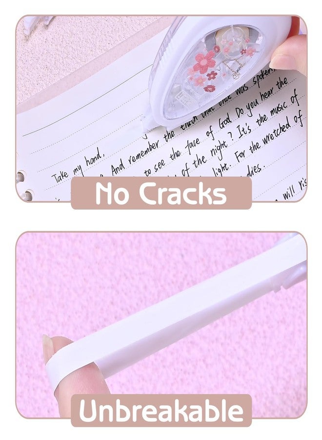 Temiary 4 Pcs White Smooth Pull Out Correction Tape, Quick Dry Applicator for Instant Corrections, Aesthetic Flower Pattern Correction Tapes for Students School Office Supplies (Cherry Blossom) - Image 4