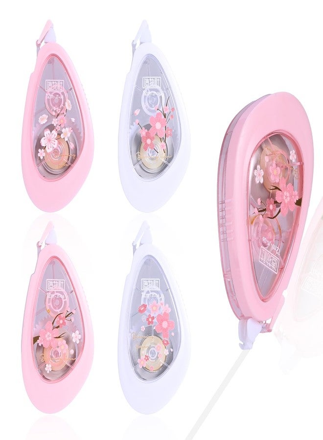 Temiary 4 Pcs White Smooth Pull Out Correction Tape, Quick Dry Applicator for Instant Corrections, Aesthetic Flower Pattern Correction Tapes for Students School Office Supplies (Cherry Blossom) - Image 1