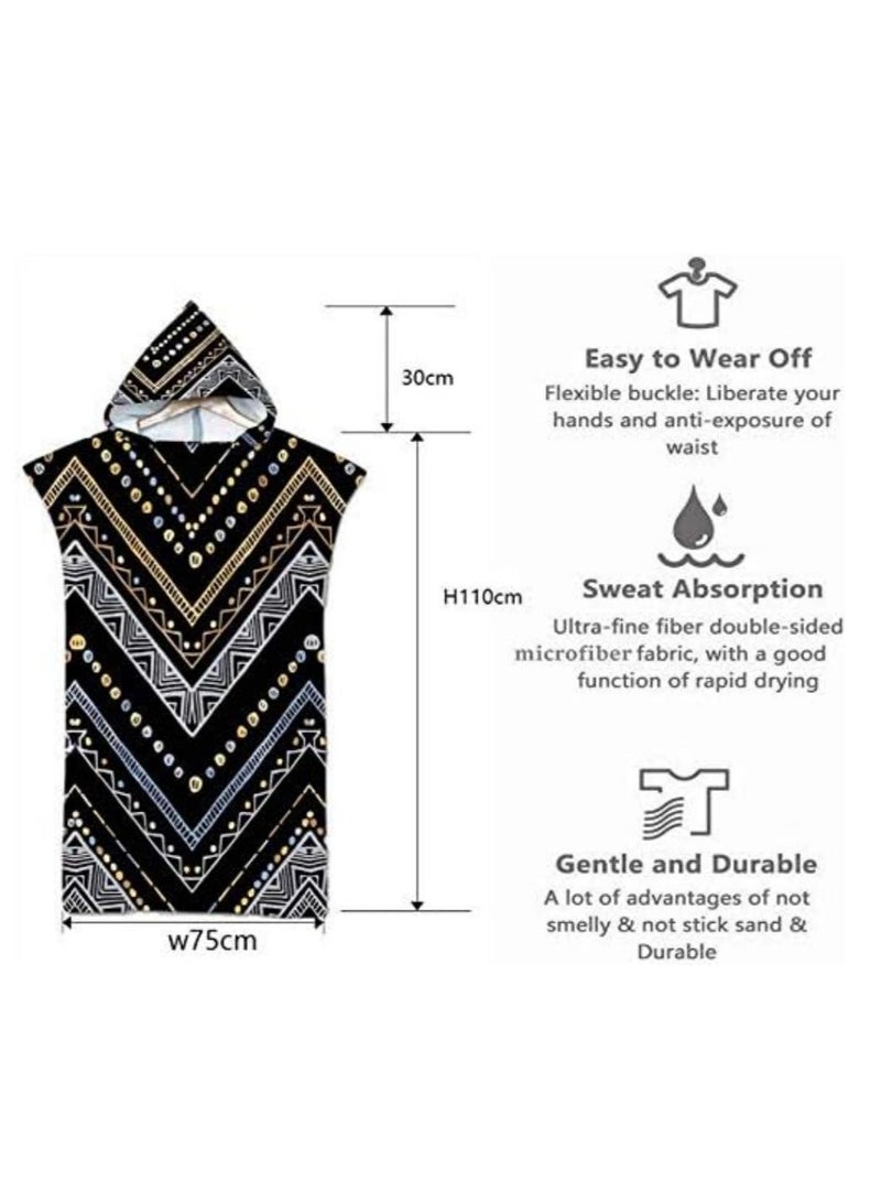 DUNISO Printed Swim Towel Hooded Surf Poncho, Large Microfiber Changing Robe Bathing Hooded Compact Blanket With Hood, Suitable For Aldult Woman And Man - Image 2