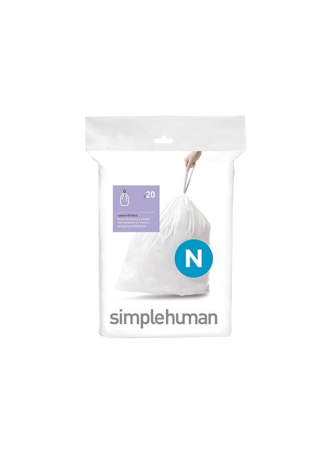 simplehuman Code N Custom Fit Drawstring Trash Bags in Dispenser Packs, 20 Count, 45-50 Liter / 12-13 Gallon, White - Image 1
