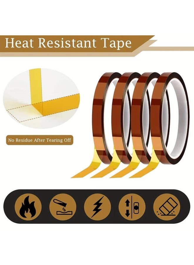 4 Rolls 10mm x 33m High Temperature Heat Resistant Adhesive Tape For Sublimation Heat Press - Image 3