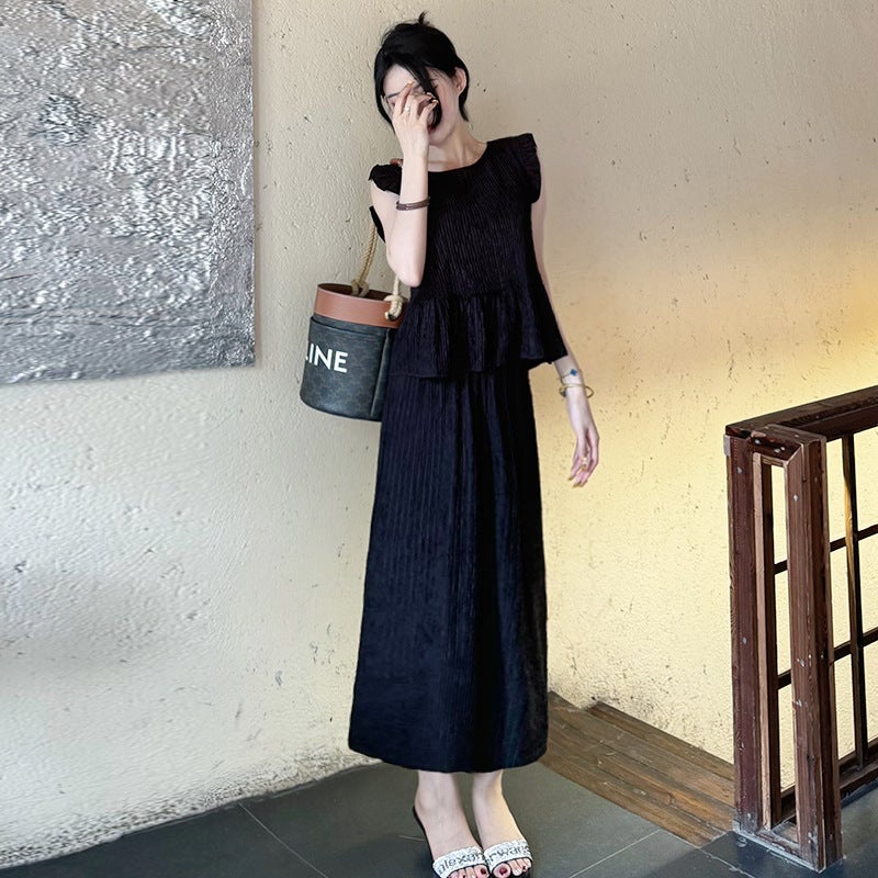 2025 Western Style Spring and Summer French Black Loose Stitching New Elegant Two-piece Women''s Summer Casual suit Top - Image 5