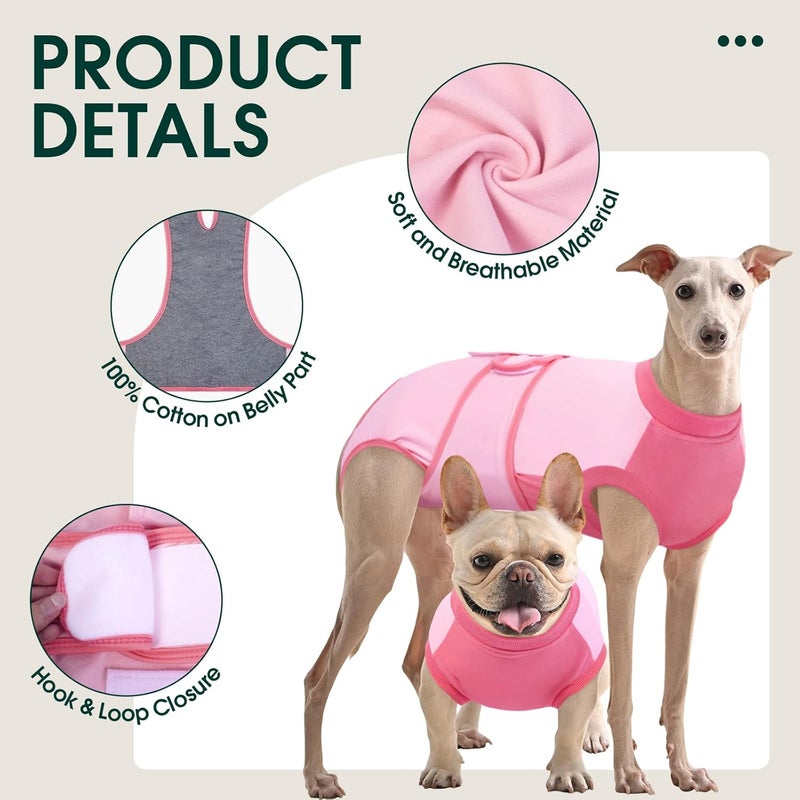 Kuoser Recovery Suit for Dogs, Soft Dog Spay Suit for Female Surgery Recovery, Breathable Dog Neuter Recovery Suit Male, Anti Licking Dog Onesie for Abdominal Wounds Cone Alternatives, Pink XS - Image 4