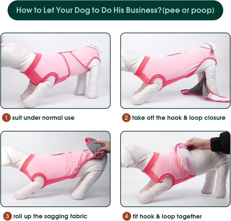 Kuoser Recovery Suit for Dogs, Soft Dog Spay Suit for Female Surgery Recovery, Breathable Dog Neuter Recovery Suit Male, Anti Licking Dog Onesie for Abdominal Wounds Cone Alternatives, Pink XS - Image 5