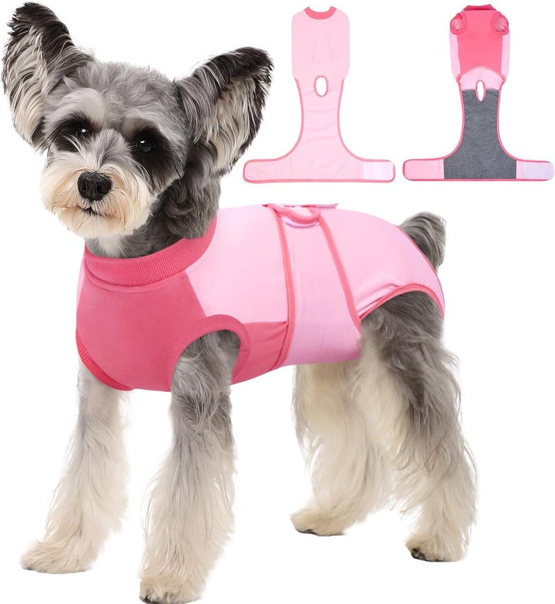 Kuoser Recovery Suit for Dogs, Soft Dog Spay Suit for Female Surgery Recovery, Breathable Dog Neuter Recovery Suit Male, Anti Licking Dog Onesie for Abdominal Wounds Cone Alternatives, Pink XS - Image 1