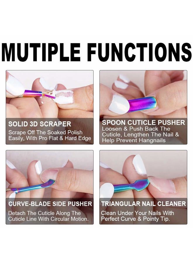 GA&EN 2PCS Metal Chameleon Cuticle Pusher and Cutter Remover Salon Quality Stainless Steel Acetone Gel Nail Polish Peeler Scraper Durable Manicure and Pedicure Cleaner Tool For Fingernail and Toenail - Image 2