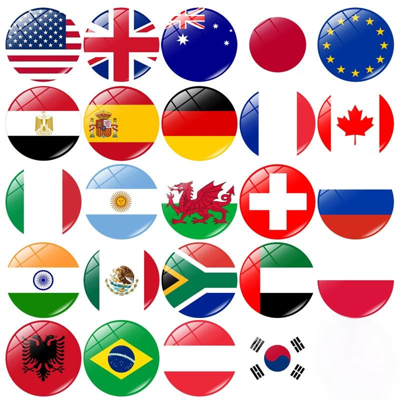 ZENRUIMING 24Pcs World Flags Refrigerator Magnets Magnetic Crystal Glass Refrigerator Stickers for Refrigerator Classroom Office Whiteboard Metal Cabinet Home Decoration - Image 1