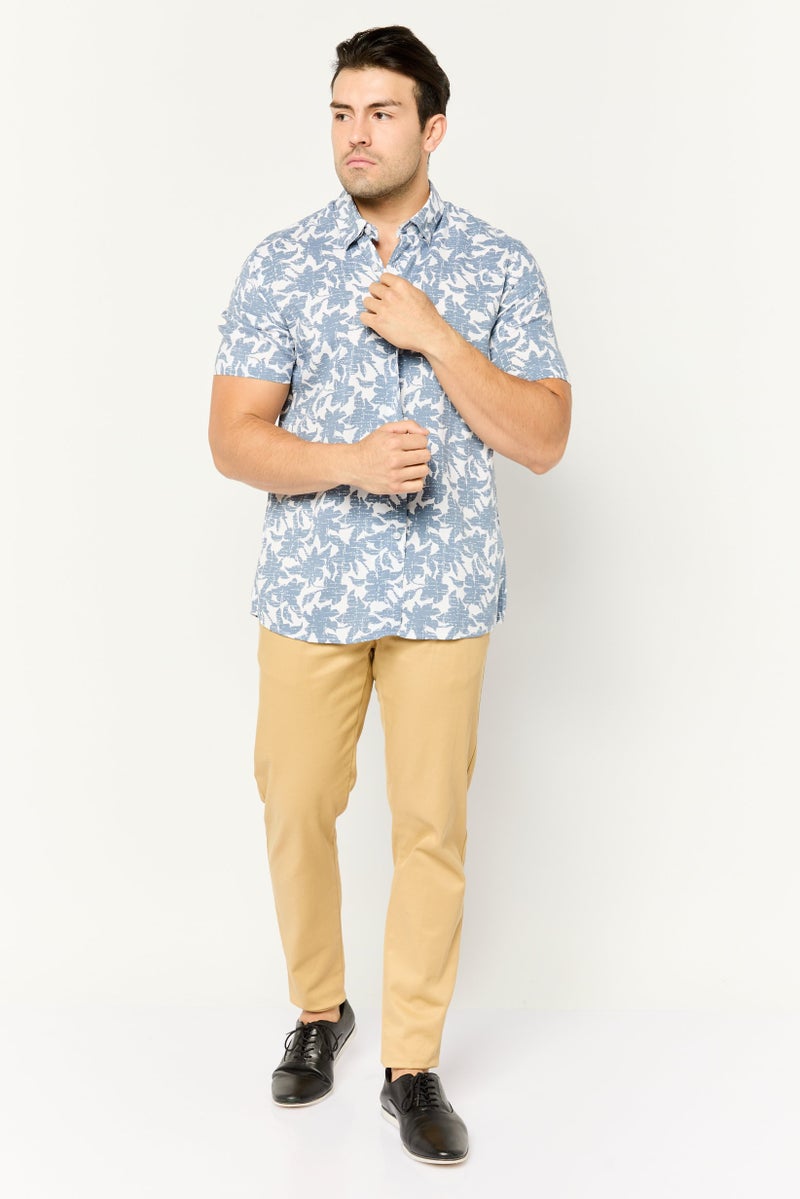 Peter Werth Men Regular Fit Allover Print Short Sleeves Casual Shirt, White - Image 2