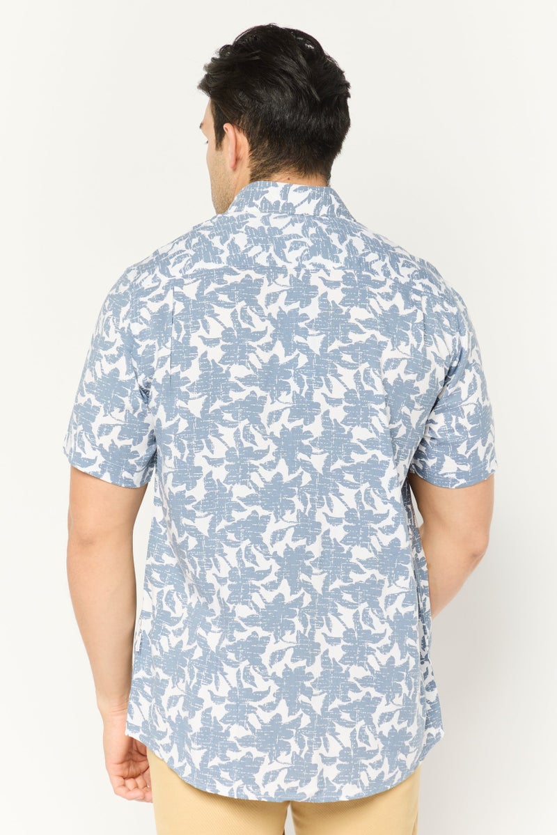 Peter Werth Men Regular Fit Allover Print Short Sleeves Casual Shirt, White - Image 4