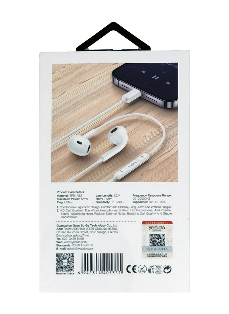 Yesido - Lightning Headset For Apple With MIC Can Support HD Calling & Music For iPhone 7/8 and 7/8 plus & iPhone x/xs/Xsmax - Image 1