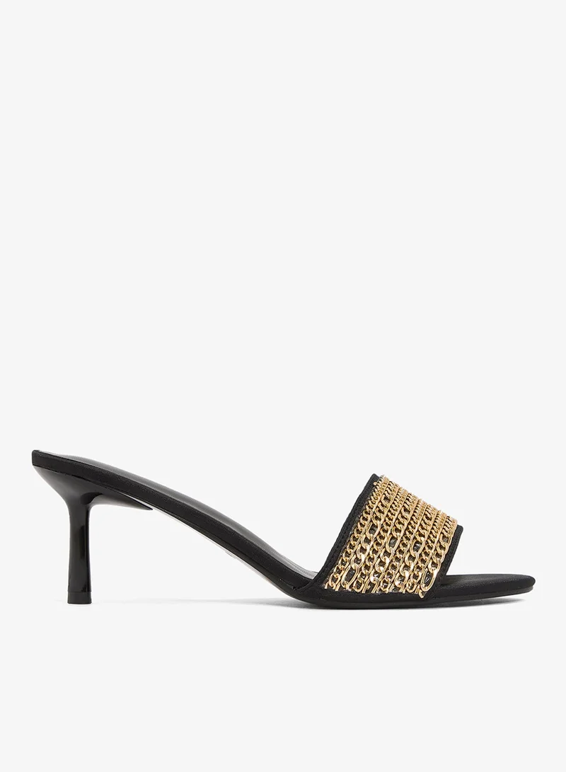 Ella Limited Edition Gold Gold Chain Wire Detail High Heels for Women | Best Price UAE