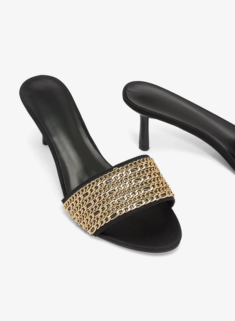 Ella Limited Edition Gold Gold Chain Wire Detail High Heels for Women | Best Price UAE