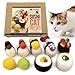 Woolbuddy Sushi Cat Toy Set Wool Felt Interactive Toys for Indoor Cats Kittens CatnipFree Durable Cute Enrichment Toys for Bored Cats Natural Wool Dental Hunting Play Small 9 Pcs - Image 3