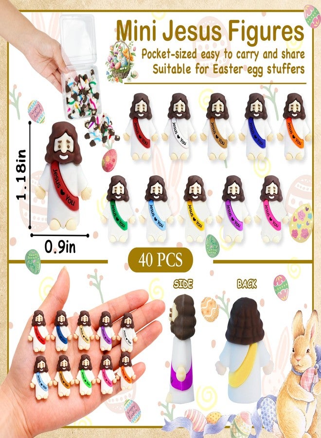 TFengfly 40 Pcs Mini Jesus Figurines in Bulk, Easter Little Jesus Figures With Box, Rubber Tiny Baby Jesus Loves You Figures Christ Toys for Hide and Seek Easter Egg Fillers Party Favors Gifts(Mix 10*40) - Image 3