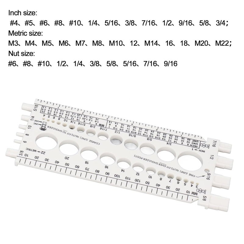 أداة فحص الخيوط المترية والإمبراطورية البيضاء للمسامير والصواميل من M3 إلى M22 ومن 4 إلى 3 4 بوصة - Image 4