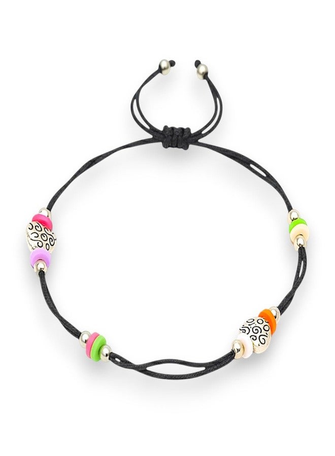 ACCESSHER Women, Men, Girls & Boys Adjustable Colourful Charm Black Thread Nazariya Anklet Handmade Cotton Evil Eye Thread For Nazar Protection, Foot Jewellery for Gift - Image 1