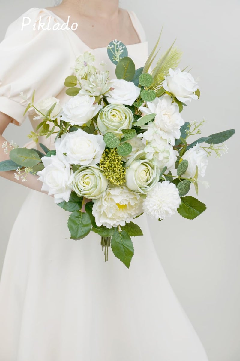Piklado Artificial Flower Combination Box Set Artificial Flower Loose Leaves and Stems DIY Wedding Center Bouquet Bride Wedding Baby Showerï¼ˆWhiteï¼‰ - Image 2